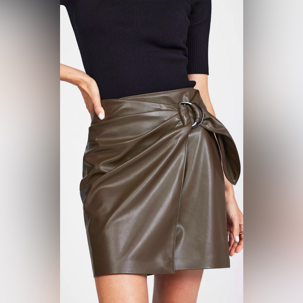 NWT Bailey 44 Sid Faux Leather Wrap Mini Skirt size XL